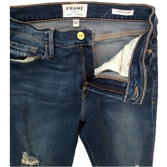 T7 FRAME DENIM JEANS SIZE 28 Le Skinny de Jeanne DISTRESSED SLIM RIPPED US 6 - Picture 11 of 13